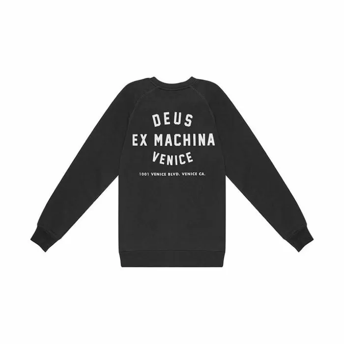 Mens Deus Ex Machina Classics Venice Address Crew 8211 Black Black