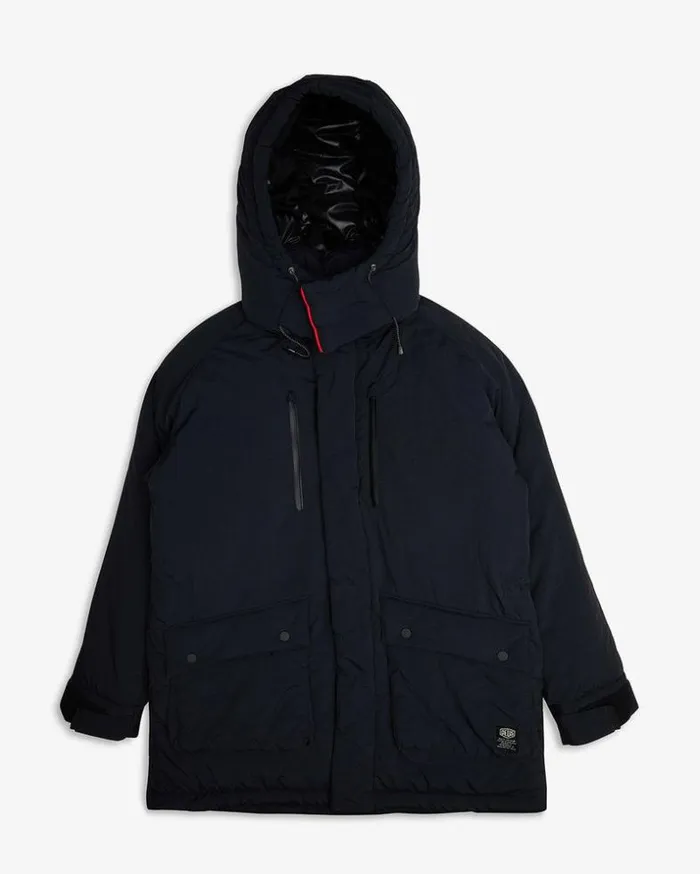Mens Deus Ex Machina Jackets Hiemal Padded Long Jacket 8211 Black Black Mens Deus Ex Machina Jackets Hiemal Padded Long Jacket 8211 Black Black