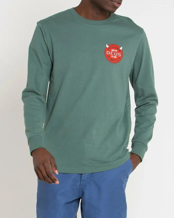 Mens Deus Ex Machina Tees Riding Hot Long Sleeve Tee 8211 Work Green Work Green Mens Deus Ex Machina Tees Riding Hot Long Sleeve Tee 8211 Work Green Work Green