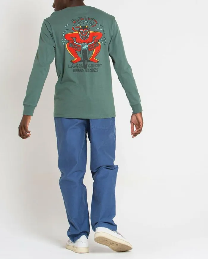Mens Deus Ex Machina Tees Riding Hot Long Sleeve Tee 8211 Work Green Work Green Mens Deus Ex Machina Tees Riding Hot Long Sleeve Tee 8211 Work Green Work Green