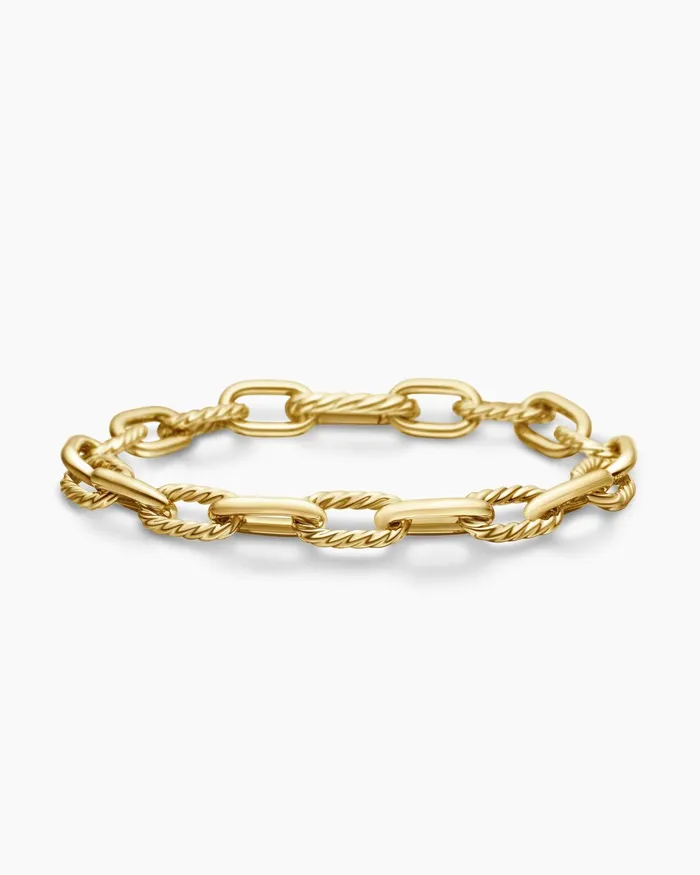 Mens DY Madison Chain Bracelet In 18K Yellow Gold 85mm Men David Yurman Chain Mens DY Madison Chain Bracelet In 18K Yellow Gold 85mm Men David Yurman Chain