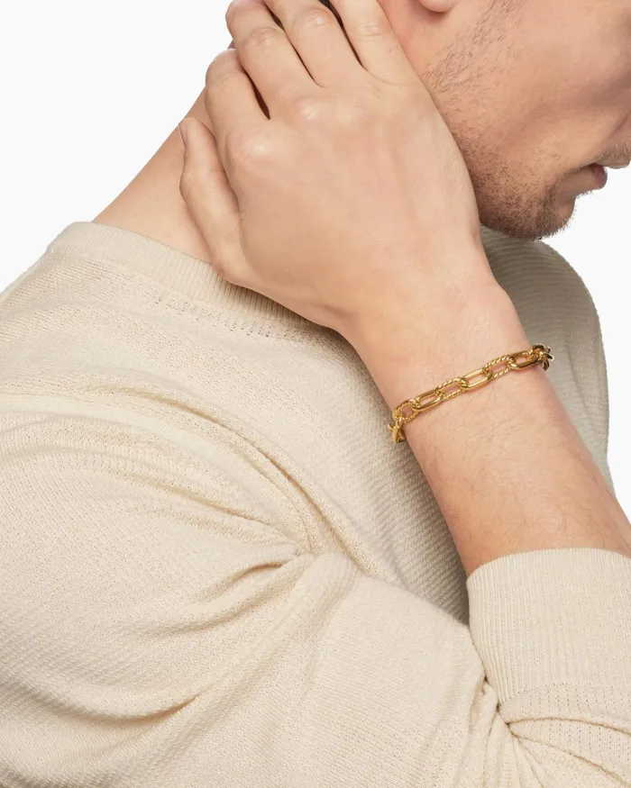 Mens DY Madison Chain Bracelet In 18K Yellow Gold 85mm Men David Yurman Chain Mens DY Madison Chain Bracelet In 18K Yellow Gold 85mm Men David Yurman Chain