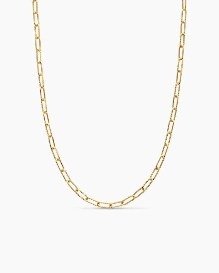 Mens DY Madison Chain Necklace In 18K Yellow Gold With Diamonds 4mm Men David Yurman Chains Mens DY Madison Chain Necklace In 18K Yellow Gold With Diamonds 4mm Men David Yurman Chains