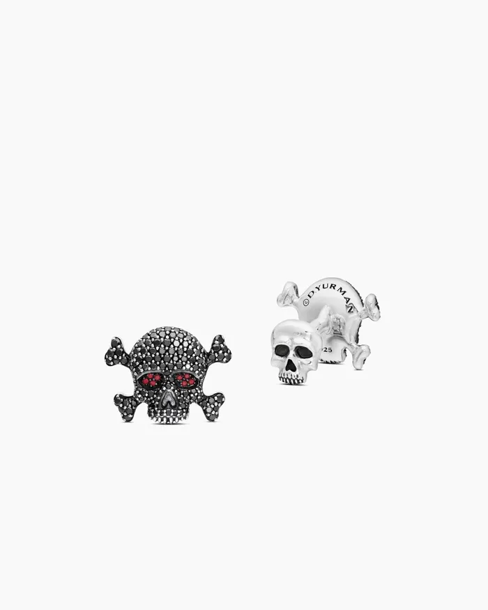 Mens Memento Mori Skull Cufflinks In Sterling Silver With Black Diamonds And Rubies 24mm Men David Yurman Cufflinks Mens Memento Mori Skull Cufflinks In Sterling Silver With Black Diamonds And Rubies 24mm Men David Yurman Cufflinks