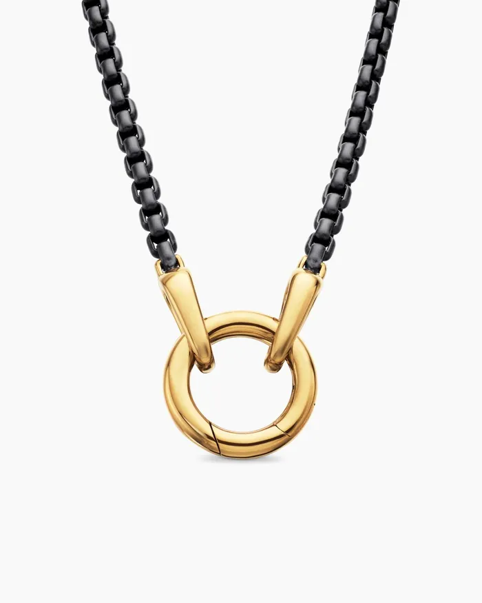 Mens Smooth Amulet Box Chain Necklace In Stainless Steel With 18K Yellow Gold 27mm Men David Yurman Chains Mens Smooth Amulet Box Chain Necklace In Stainless Steel With 18K Yellow Gold 27mm Men David Yurman Chains