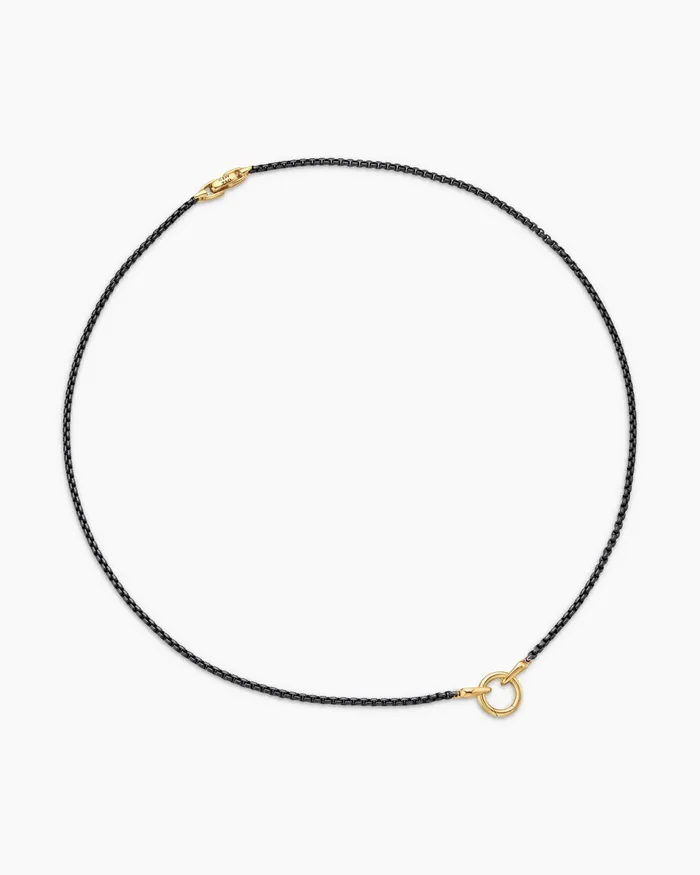 Mens Smooth Amulet Box Chain Necklace In Stainless Steel With 18K Yellow Gold 27mm Men David Yurman Chains Mens Smooth Amulet Box Chain Necklace In Stainless Steel With 18K Yellow Gold 27mm Men David Yurman Chains