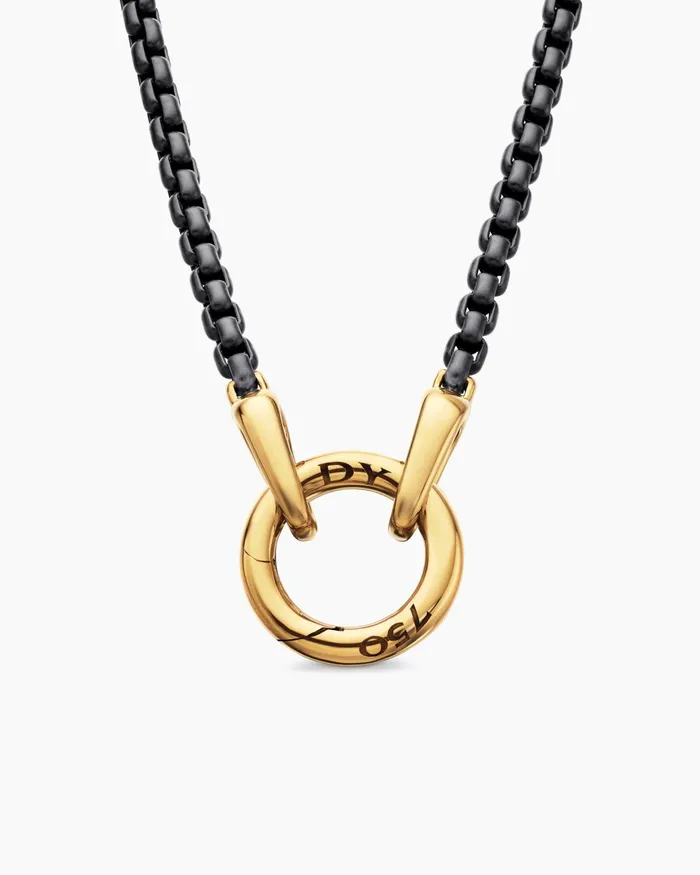 Mens Smooth Amulet Box Chain Necklace In Stainless Steel With 18K Yellow Gold 27mm Men David Yurman Chains Mens Smooth Amulet Box Chain Necklace In Stainless Steel With 18K Yellow Gold 27mm Men David Yurman Chains