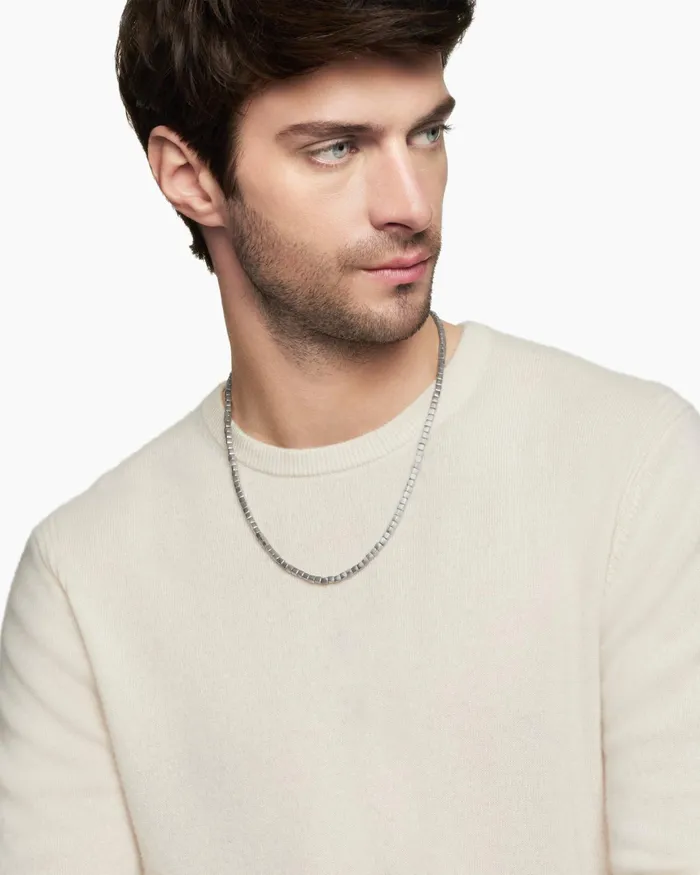 Mens Spiritual Beads Cushion Necklace In Sterling Silver 4mm Men David Yurman Bead Mens Spiritual Beads Cushion Necklace In Sterling Silver 4mm Men David Yurman Bead