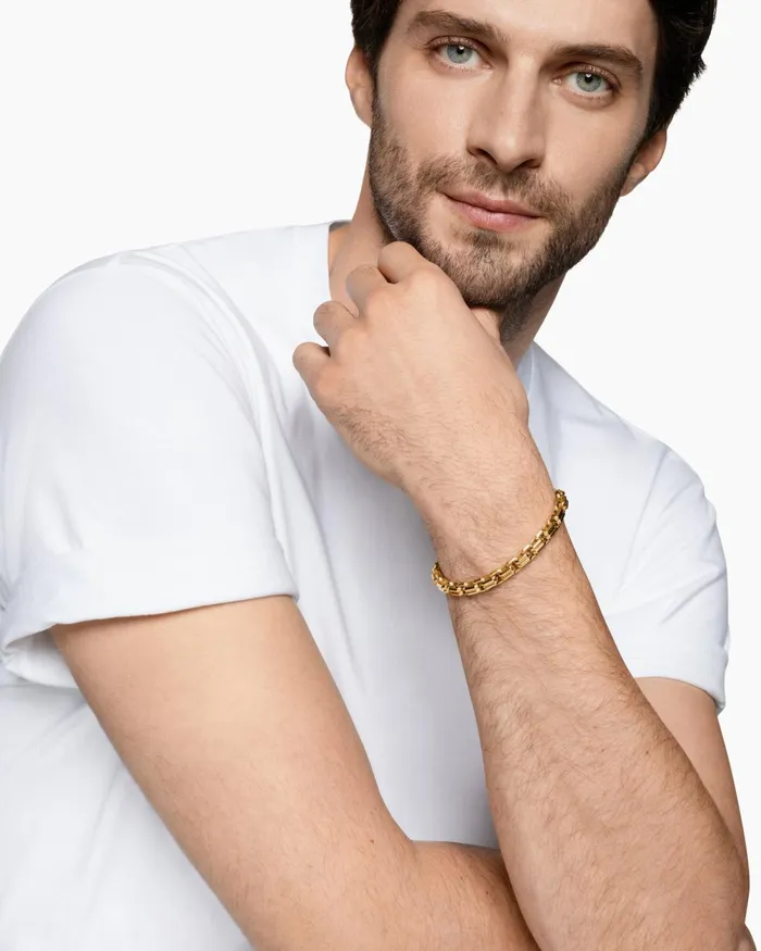 Mens Streamline Double Link Bracelet In 18K Yellow Gold 8mm Men David Yurman Chain Mens Streamline Double Link Bracelet In 18K Yellow Gold 8mm Men David Yurman Chain