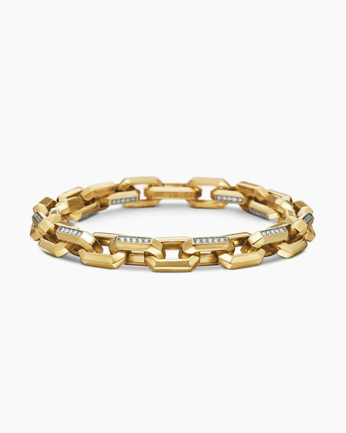 Mens Streamline Heirloom Chain Link Bracelet In 18K Yellow Gold With Pav 75mm Men David Yurman Chain Mens Streamline Heirloom Chain Link Bracelet In 18K Yellow Gold With Pav 75mm Men David Yurman Chain