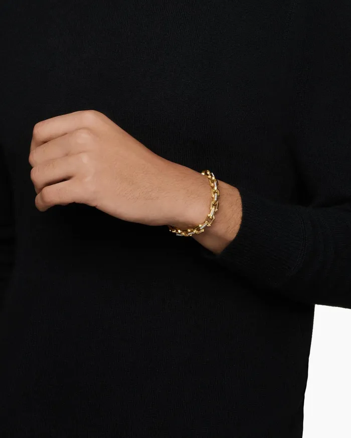 Mens Streamline Heirloom Chain Link Bracelet In 18K Yellow Gold With Pav 75mm Men David Yurman Chain Mens Streamline Heirloom Chain Link Bracelet In 18K Yellow Gold With Pav 75mm Men David Yurman Chain