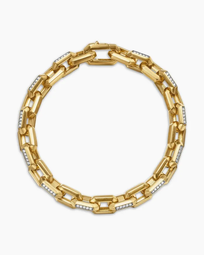Mens Streamline Heirloom Chain Link Bracelet In 18K Yellow Gold With Pav 75mm Men David Yurman Chain Mens Streamline Heirloom Chain Link Bracelet In 18K Yellow Gold With Pav 75mm Men David Yurman Chain
