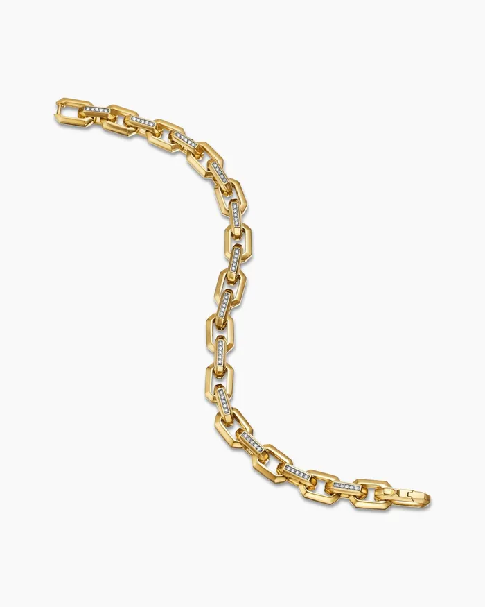 Mens Streamline Heirloom Chain Link Bracelet In 18K Yellow Gold With Pav 75mm Men David Yurman Chain Mens Streamline Heirloom Chain Link Bracelet In 18K Yellow Gold With Pav 75mm Men David Yurman Chain