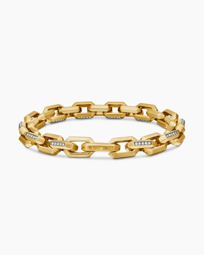 Mens Streamline Heirloom Chain Link Bracelet In 18K Yellow Gold With Pav 75mm Men David Yurman Chain Mens Streamline Heirloom Chain Link Bracelet In 18K Yellow Gold With Pav 75mm Men David Yurman Chain