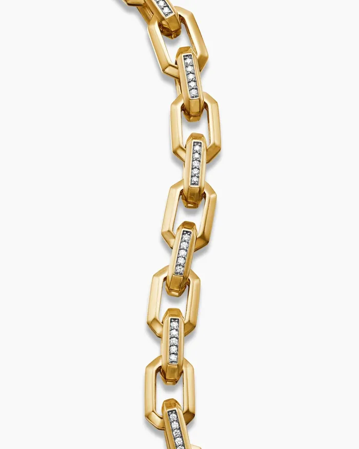 Mens Streamline Heirloom Chain Link Bracelet In 18K Yellow Gold With Pav 75mm Men David Yurman Chain Mens Streamline Heirloom Chain Link Bracelet In 18K Yellow Gold With Pav 75mm Men David Yurman Chain