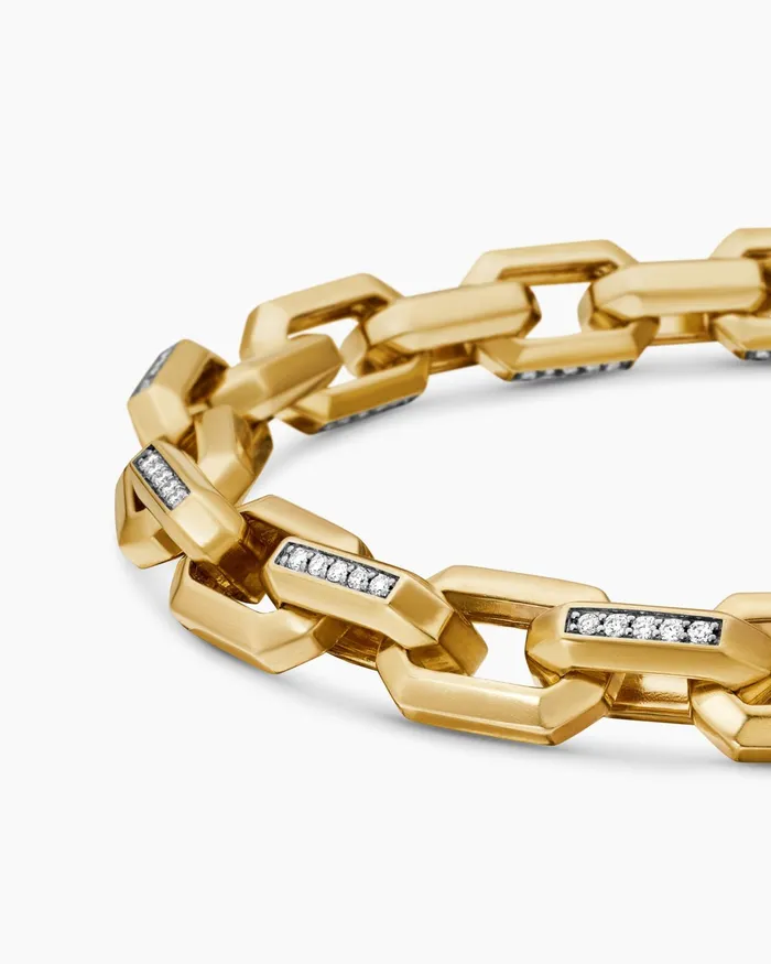 Mens Streamline Heirloom Chain Link Bracelet In 18K Yellow Gold With Pav 75mm Men David Yurman Chain Mens Streamline Heirloom Chain Link Bracelet In 18K Yellow Gold With Pav 75mm Men David Yurman Chain