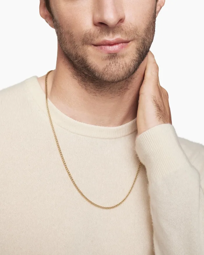 Mens Wheat Chain Necklace In 18K Yellow Gold 25mm Men David Yurman Chains Mens Wheat Chain Necklace In 18K Yellow Gold 25mm Men David Yurman Chains