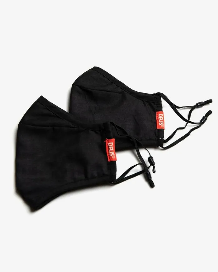 MensWomens Deus Ex Machina Hats Reusable Face Mask 2 Pack 8211 Black Black