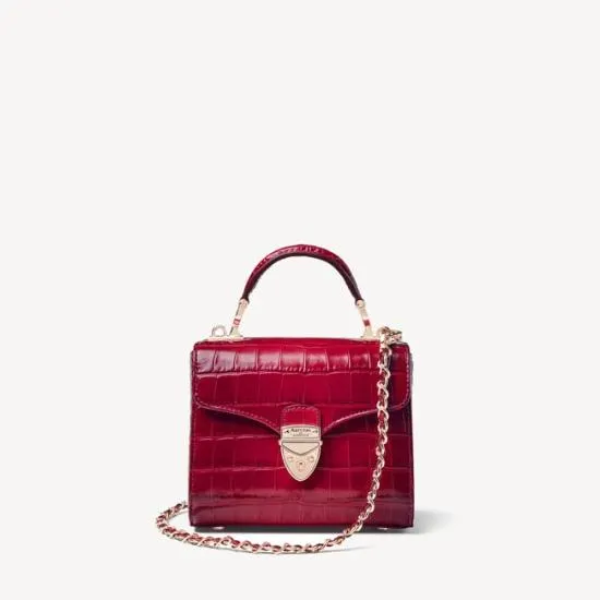 Mini Mayfair Bag Deep Shine Cherry Ombre Small Croc Women Aspinal Of London Mayfair