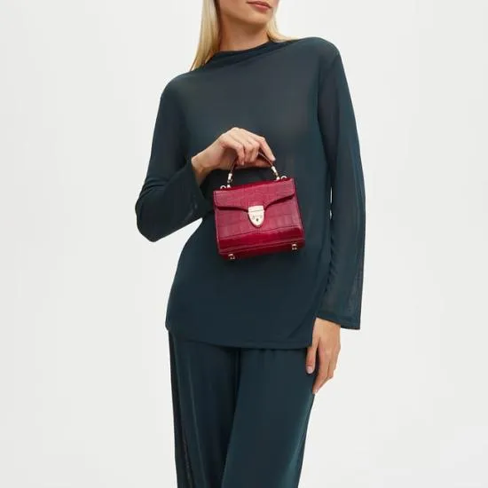 Mini Mayfair Bag Deep Shine Cherry Ombre Small Croc Women Aspinal Of London Mayfair