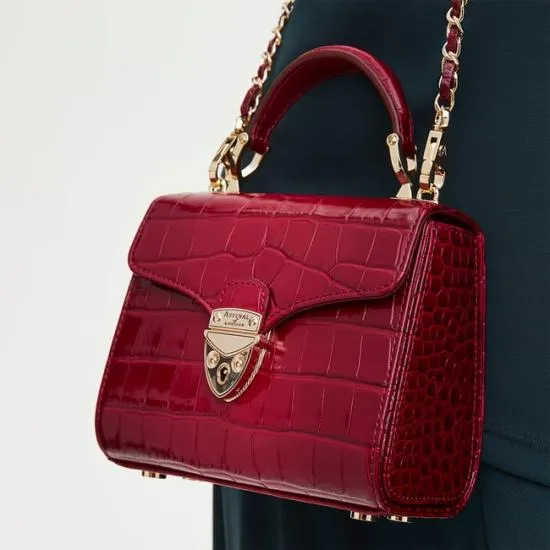 Mini Mayfair Bag Deep Shine Cherry Ombre Small Croc Women Aspinal Of London Mayfair