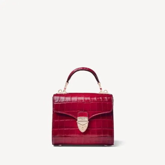 Mini Mayfair Bag Deep Shine Cherry Ombre Small Croc Women Aspinal Of London Mayfair