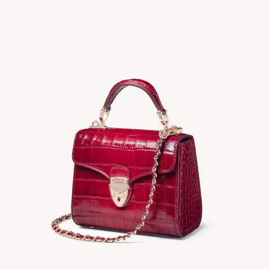 Mini Mayfair Bag Deep Shine Cherry Ombre Small Croc Women Aspinal Of London Mayfair