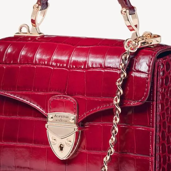 Mini Mayfair Bag Deep Shine Cherry Ombre Small Croc Women Aspinal Of London Mayfair