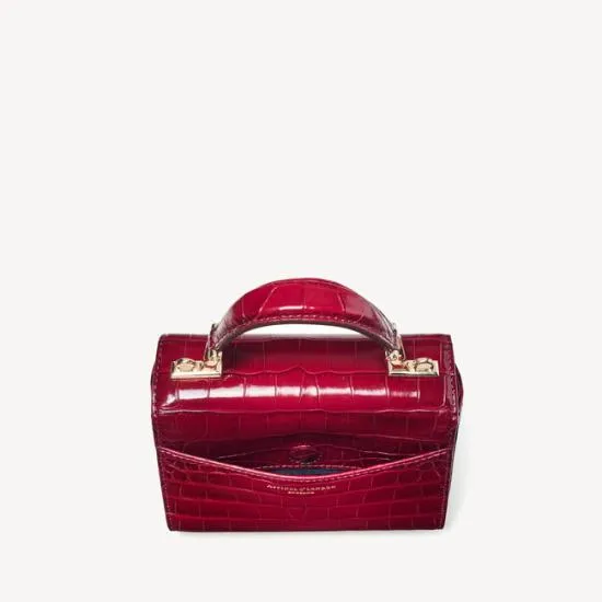Mini Mayfair Bag Deep Shine Cherry Ombre Small Croc Women Aspinal Of London Mayfair
