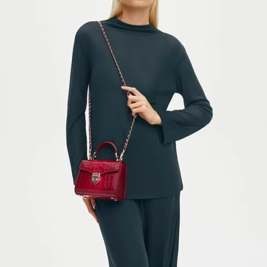 Mini Mayfair Bag Deep Shine Cherry Ombre Small Croc Women Aspinal Of London Mayfair