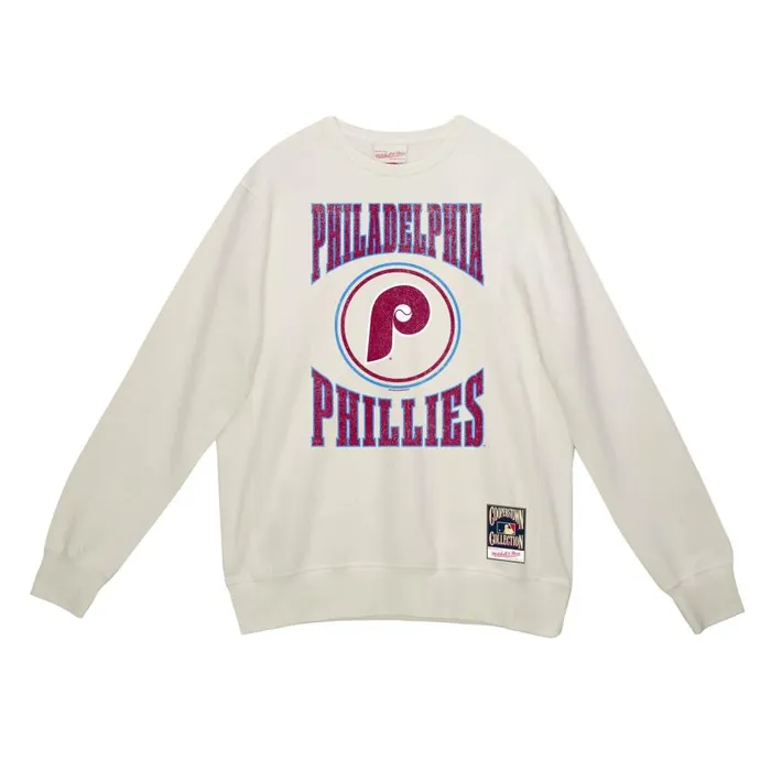 Mitchell and Ness Arched Lockup Crew Philadelphia Phillies Men Hoodies and Sweatshirts Mitchell and Ness Arched Lockup Crew Philadelphia Phillies Men Hoodies and Sweatshirts