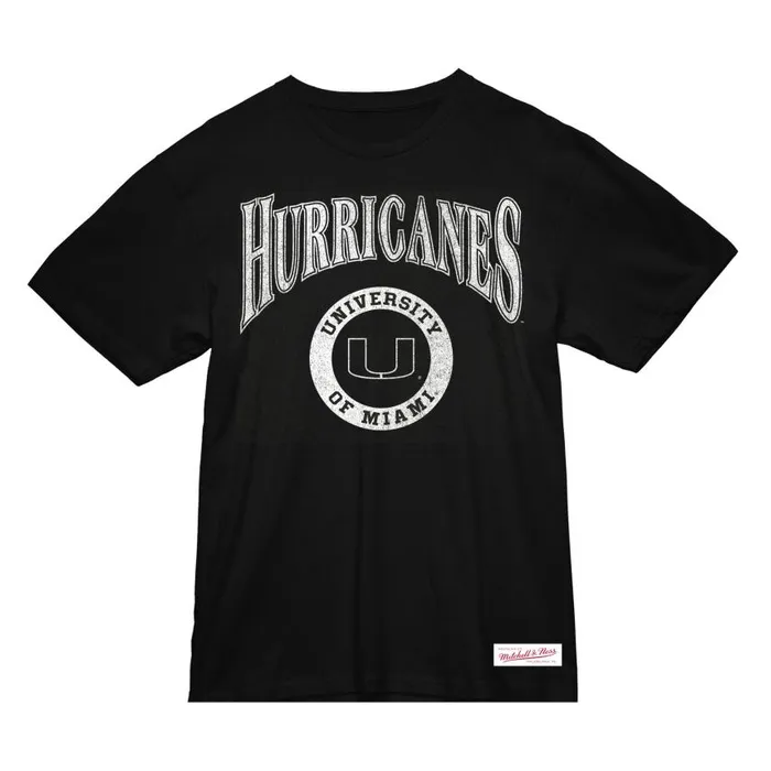 Mitchell and Ness Arched Logo Lockup Slub Tee University Of Miami Men TShirts and Tops Mitchell and Ness Arched Logo Lockup Slub Tee University Of Miami Men TShirts and Tops