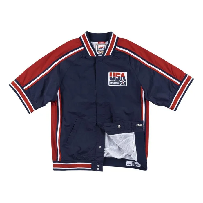 Mitchell and Ness Authentic Warm Up Jacket Team USA 1992 John Stockton Men Jackets and Outerwear Mitchell and Ness Authentic Warm Up Jacket Team USA 1992 John Stockton Men Jackets and Outerwear