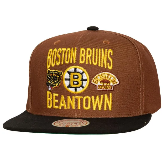 Mitchell and Ness City Love Snapback Vntg Boston Bruins Men Hats and Headwear Mitchell and Ness City Love Snapback Vntg Boston Bruins Men Hats and Headwear