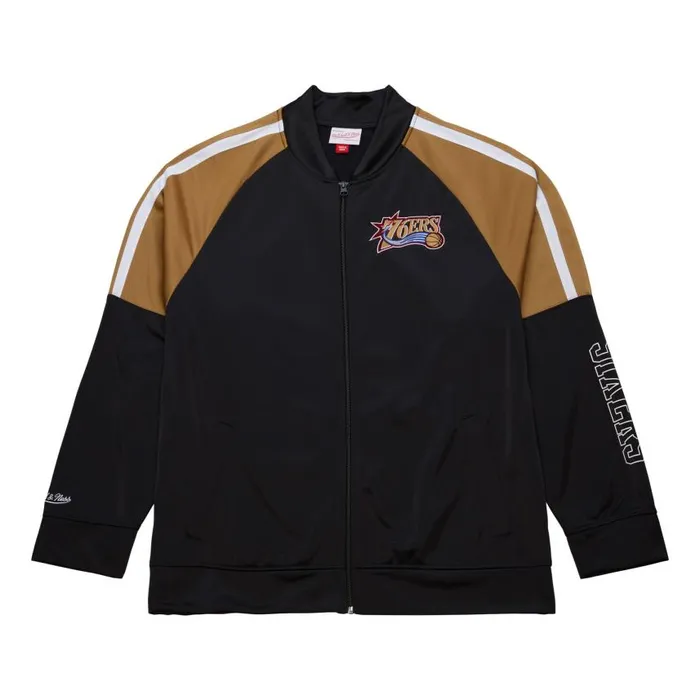 Mitchell and Ness Color Blocked Track Jacket Vintage Logo Philadelphia 76ers Men Jackets and Outerwear Mitchell and Ness Color Blocked Track Jacket Vintage Logo Philadelphia 76ers Men Jackets and Outerwear