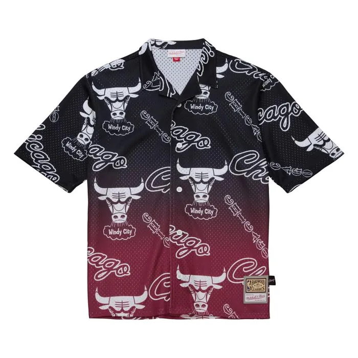 Mitchell and Ness Destination Leisure Button Up Shirt Chicago Bulls Men TShirts and Tops Mitchell and Ness Destination Leisure Button Up Shirt Chicago Bulls Men TShirts and Tops