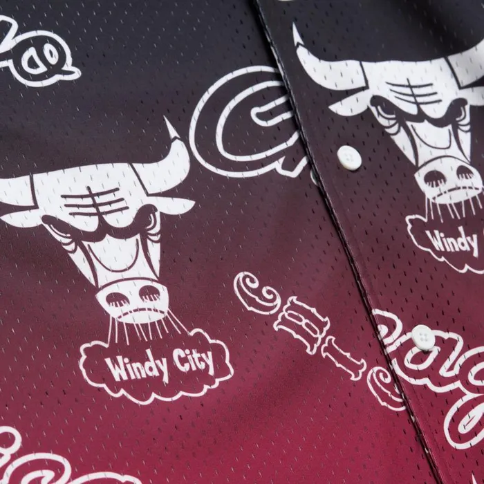 Mitchell and Ness Destination Leisure Button Up Shirt Chicago Bulls Men TShirts and Tops Mitchell and Ness Destination Leisure Button Up Shirt Chicago Bulls Men TShirts and Tops