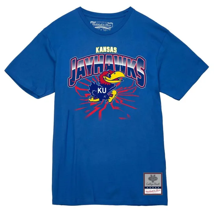 Mitchell and Ness Earthquake Tee University Of Kansas Men TShirts and Tops