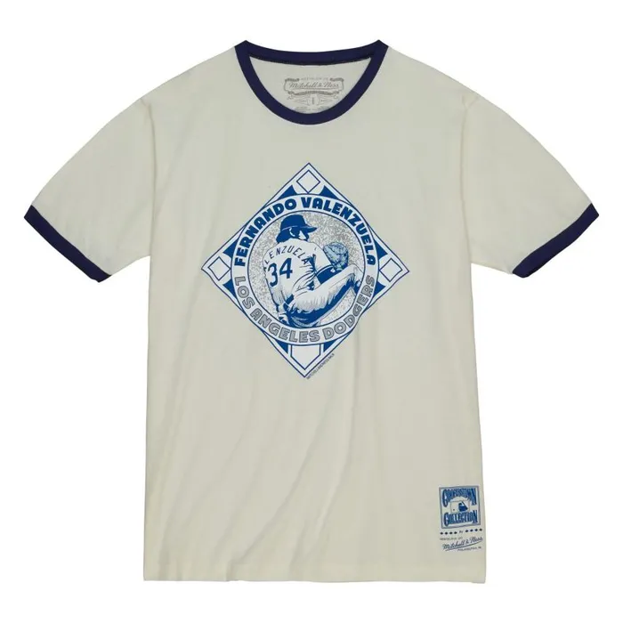 Mitchell and Ness Emblem Ringer Los Angeles Dodgers Fernando Valenzuela Men TShirts and Tops Mitchell and Ness Emblem Ringer Los Angeles Dodgers Fernando Valenzuela Men TShirts and Tops