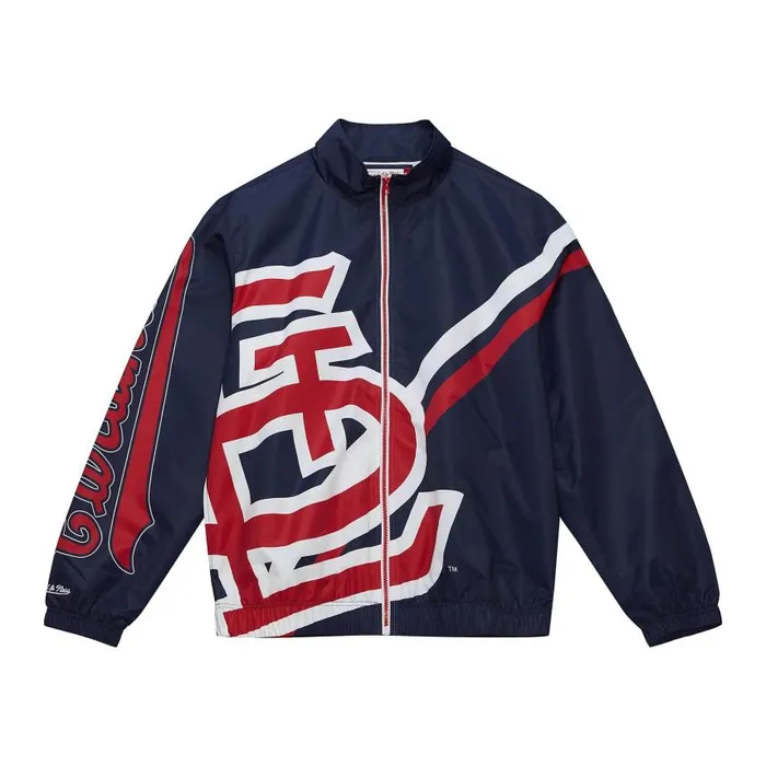 Mitchell and Ness Exploded Logo Warm Up Jacket St Louis Cardinals Men Jackets and Outerwear Mitchell and Ness Exploded Logo Warm Up Jacket St Louis Cardinals Men Jackets and Outerwear