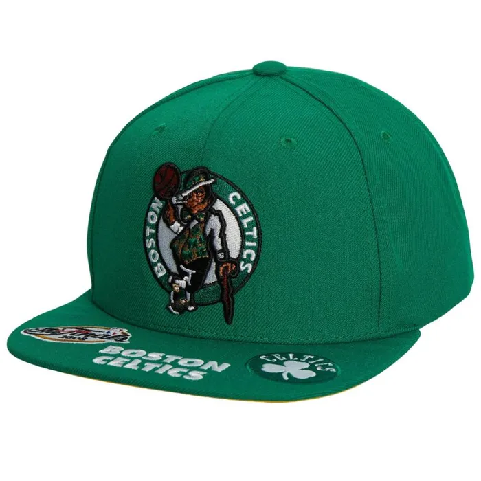 Mitchell and Ness Front Face Snapback Boston Celtics Men Hats and Headwear