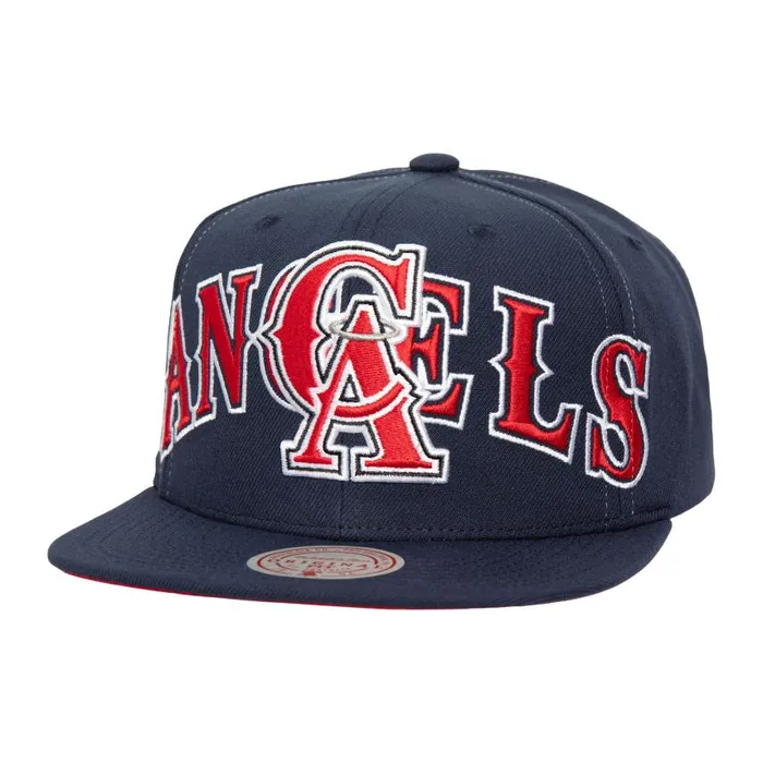 Mitchell and Ness Full Frontal Snapback Coop California Angels Men Hats and Headwear Mitchell and Ness Full Frontal Snapback Coop California Angels Men Hats and Headwear