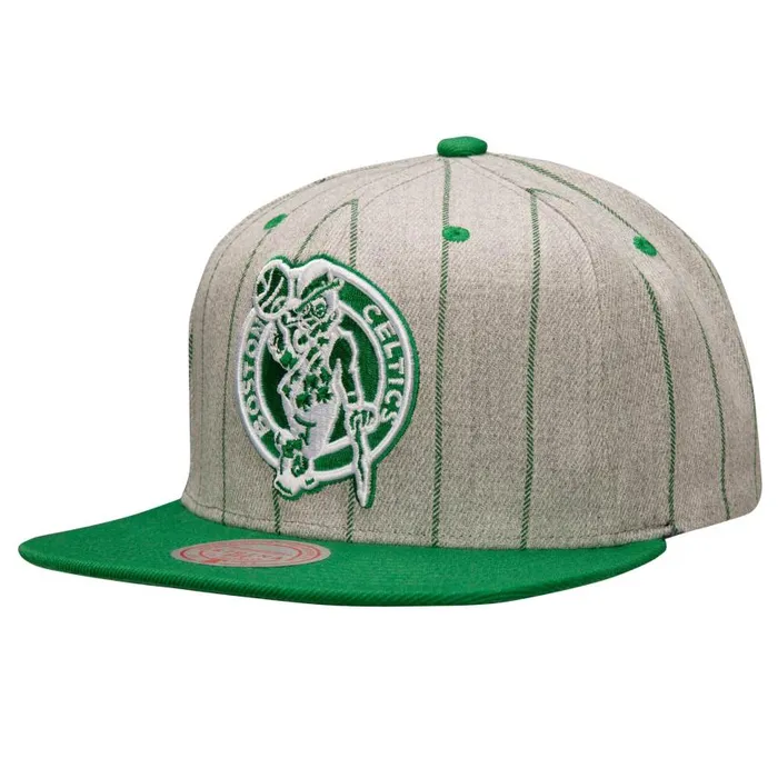Mitchell and Ness Grey Pin Pop Snapback Boston Celtics Men Hats and Headwear