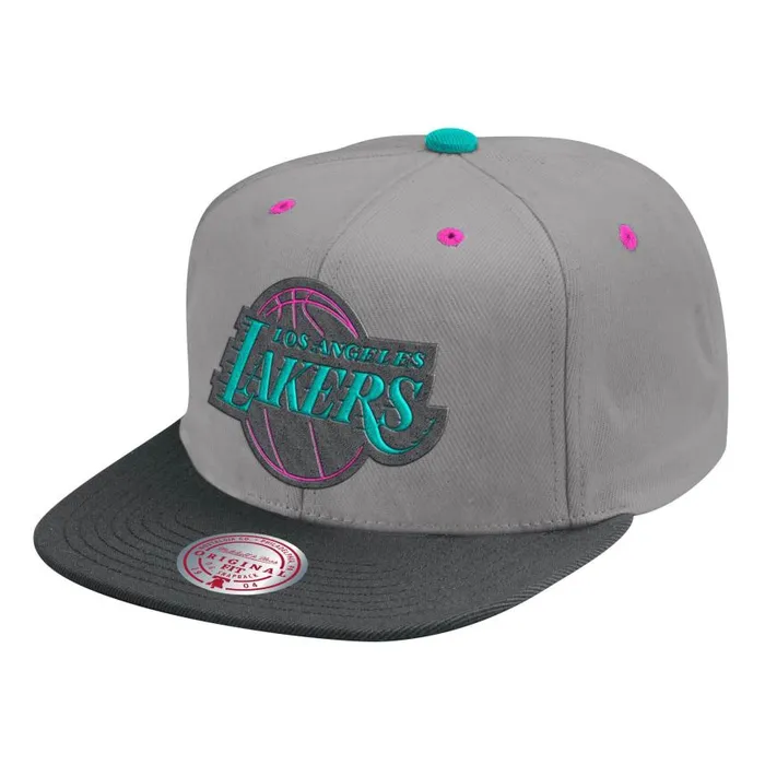 Mitchell and Ness Grey Wolf Mags Snapback Los Angeles Lakers Men Hats and Headwear Mitchell and Ness Grey Wolf Mags Snapback Los Angeles Lakers Men Hats and Headwear