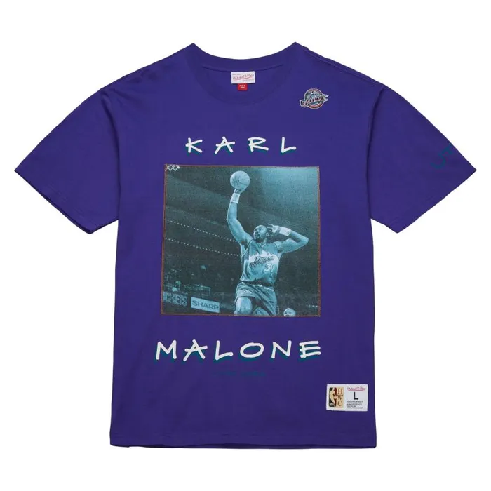Mitchell and Ness Heavyweight Premium Player Tee Vintage Logo Utah Jazz Karl Malone Men TShirts and Tops Mitchell and Ness Heavyweight Premium Player Tee Vintage Logo Utah Jazz Karl Malone Men TShirts and Tops