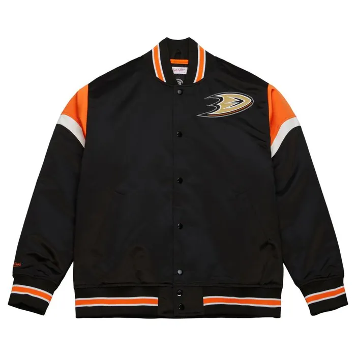 Mitchell and Ness Heavyweight Satin Jacket Anaheim Ducks Men Jackets and Outerwear Mitchell and Ness Heavyweight Satin Jacket Anaheim Ducks Men Jackets and Outerwear