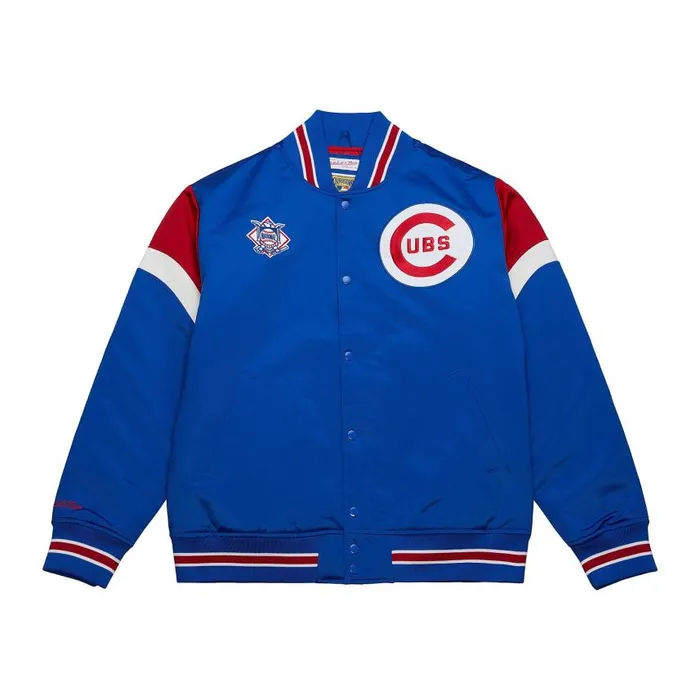 Mitchell and Ness Heavyweight Satin Jacket Chicago Cubs Men Jackets and Outerwear Mitchell and Ness Heavyweight Satin Jacket Chicago Cubs Men Jackets and Outerwear