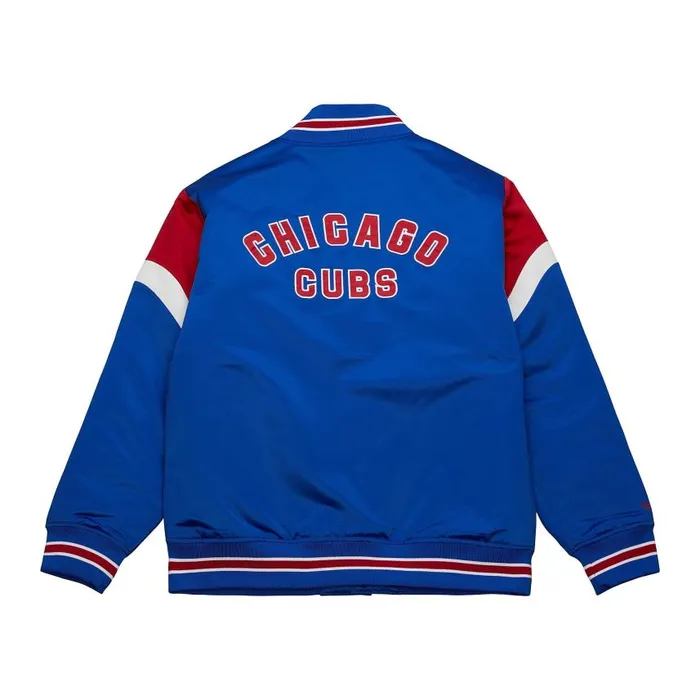 Mitchell and Ness Heavyweight Satin Jacket Chicago Cubs Men Jackets and Outerwear Mitchell and Ness Heavyweight Satin Jacket Chicago Cubs Men Jackets and Outerwear