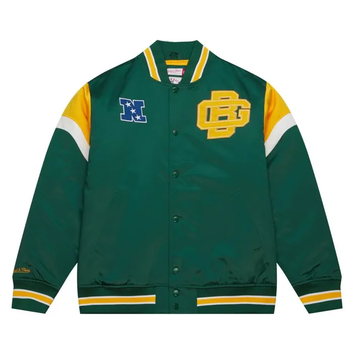 Mitchell and Ness Heavyweight Satin Jacket Green Bay Packers Men Jackets and Outerwear Mitchell and Ness Heavyweight Satin Jacket Green Bay Packers Men Jackets and Outerwear