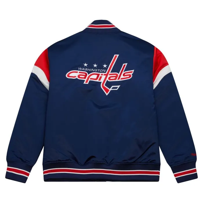 Mitchell and Ness Heavyweight Satin Jacket Washington Capitals Men Jackets and Outerwear Mitchell and Ness Heavyweight Satin Jacket Washington Capitals Men Jackets and Outerwear